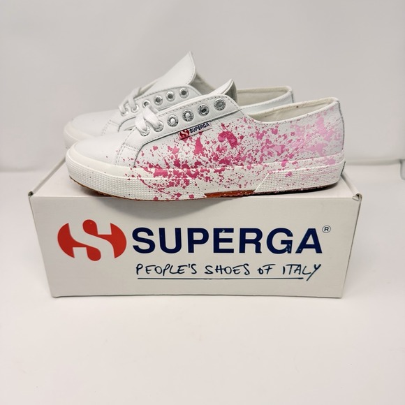 Superga Shoes - Superga 2750 Splatter Sneakers - White/Pink - Women's 9 / Men's 7.5 (NIB)